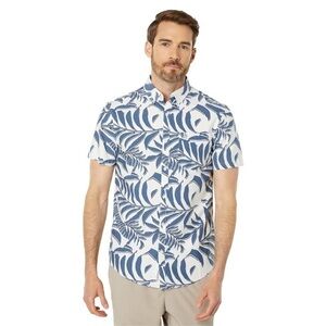 ORIGINAL PENGUIN RETRO LEAF PRINT HAWAIIAN SHIRT Short Sleeve XL Barely Blue